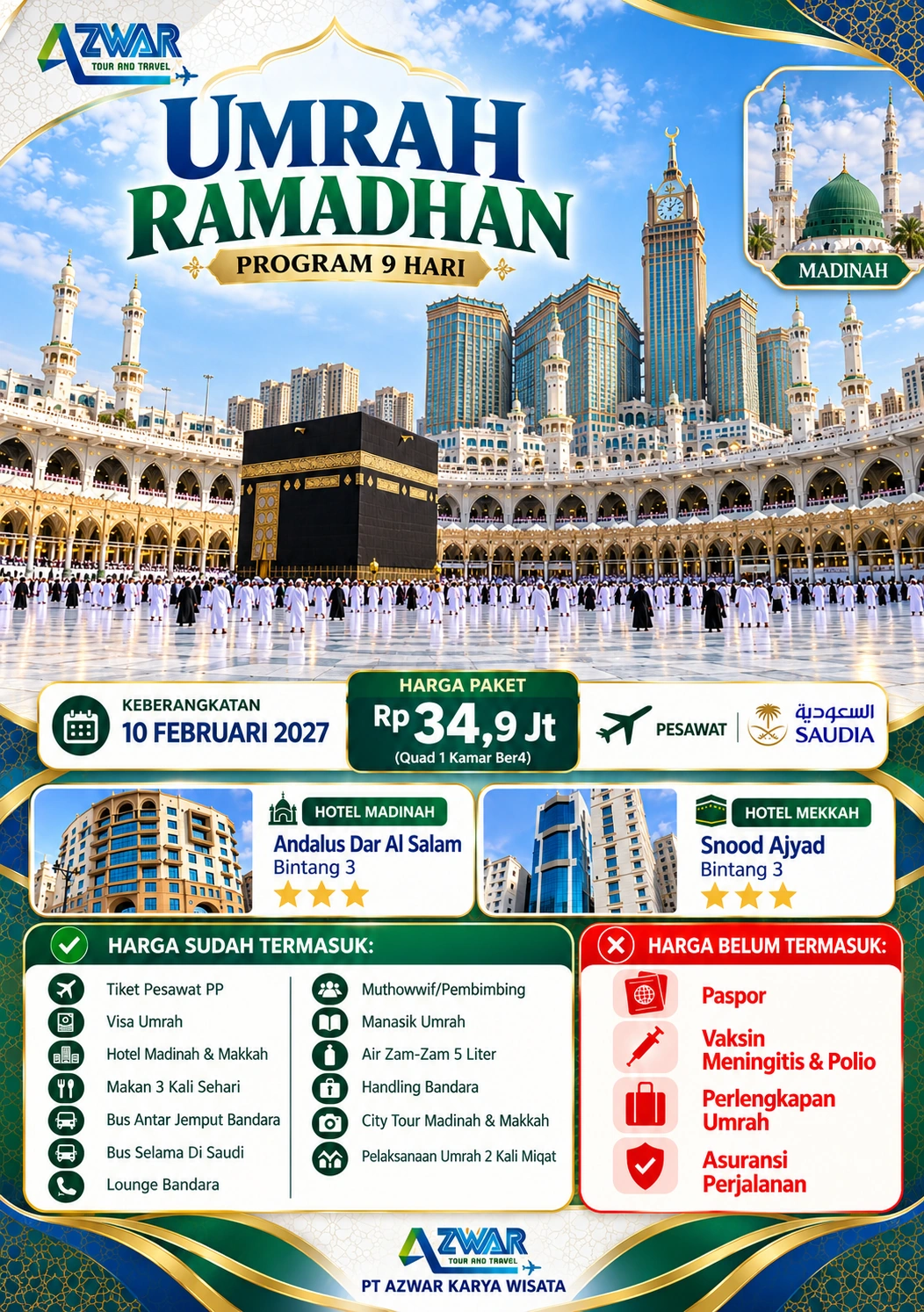 Paket Umrah Ramadhan 2027 — 9 Hari