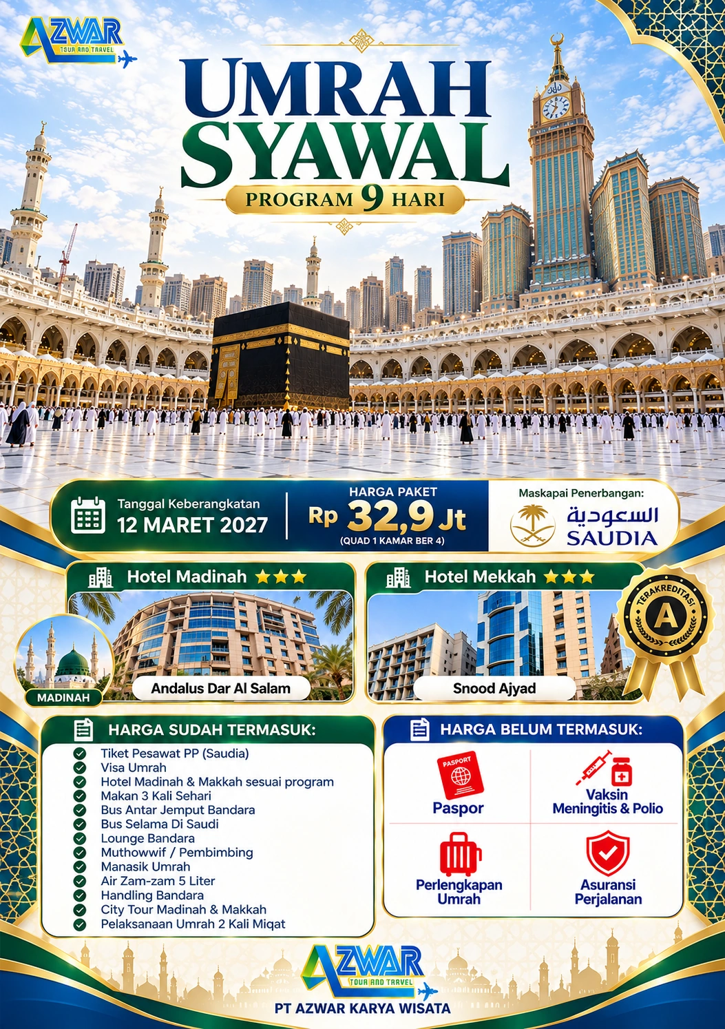 Paket Umrah Syawal 2027 — 9 Hari